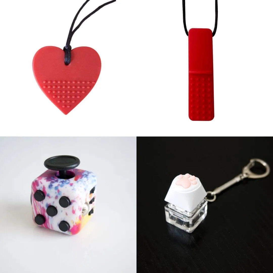 Hard Chewer Bundle + Fidgets Red Red Paint Splatter