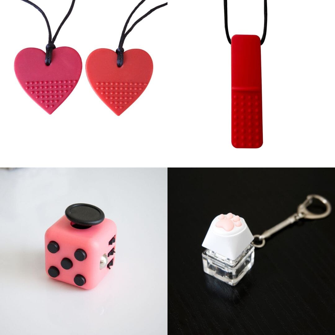 Hard Chewer Bundle + Fidgets 2 Pack Red Blush Pink