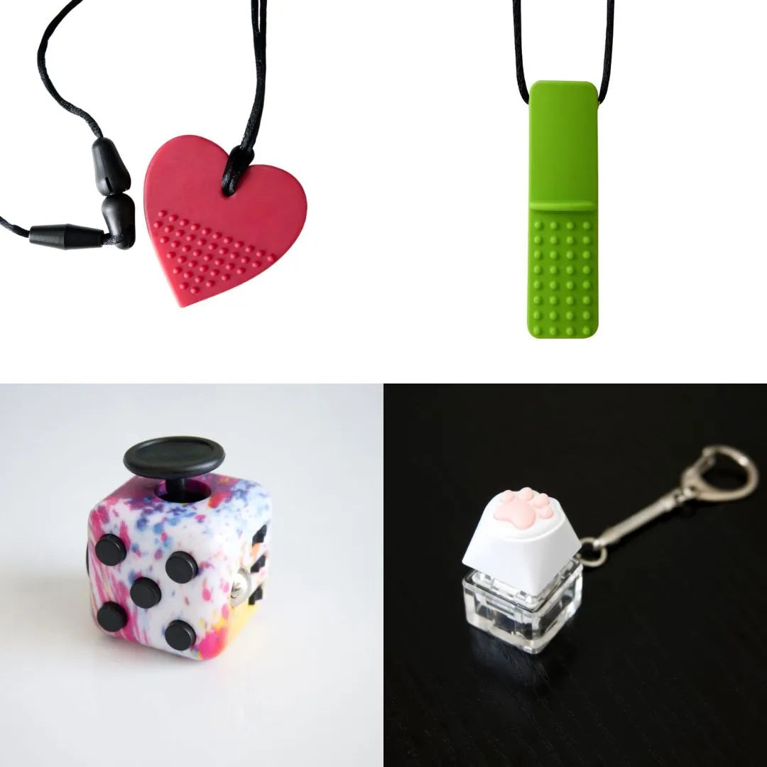 Hard Chewer Bundle + Fidgets Magenta Green Paint Splatter
