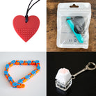 2 Hard Chewer Chewelry + 2 Fidget Toys Bundle (choose your colors) Turquoise Red Blue & Orange