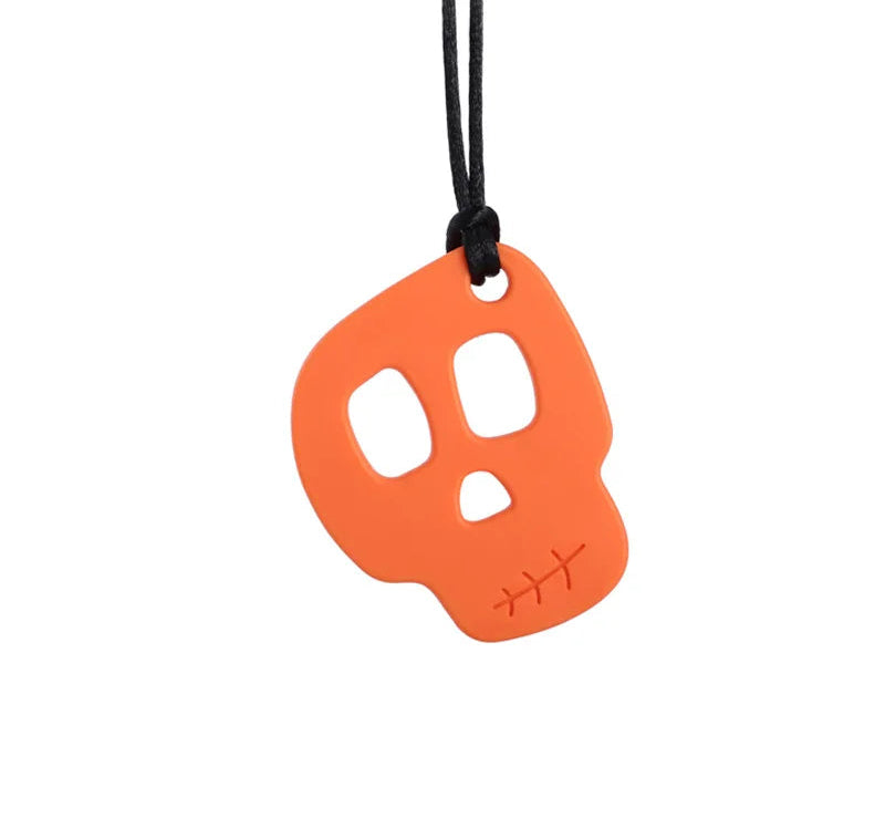 Skull Chew Necklace The Autistic Innovator Orange 
