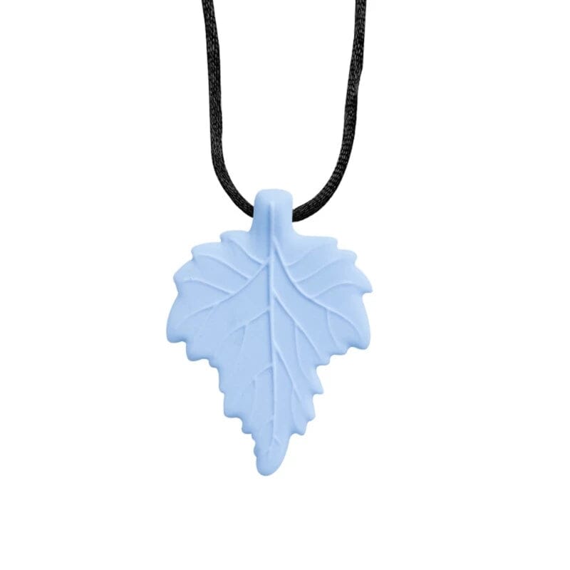 Leaf Pendant Chew Necklace Sky Blue 