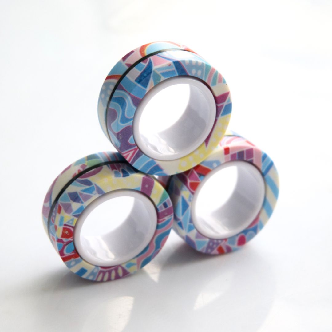 Magnetic Rings Fidget Toy Pink Graffiti 