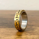 Moon and Star Spinner Stim Ring 4 Silver-Gold 
