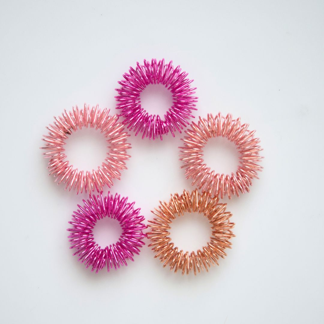 Spiky Acupressure Rings (5 pack) Pink Rose 