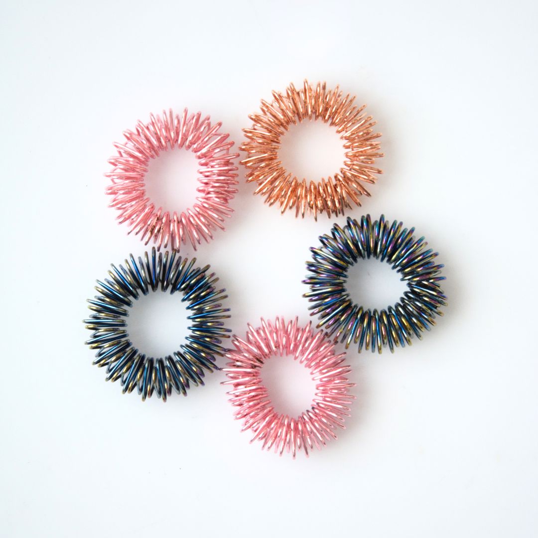 Spiky Acupressure Rings (5 pack) Pink Rainbow 