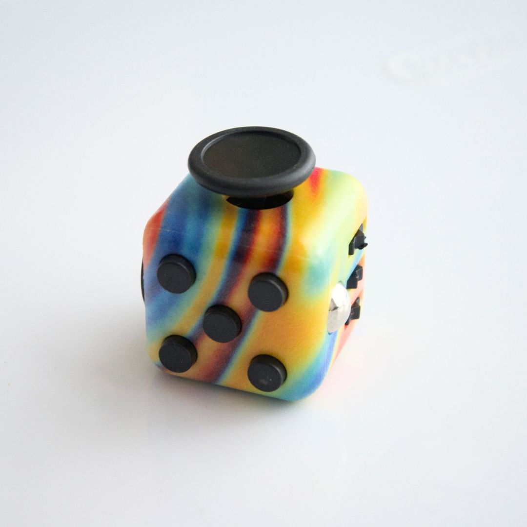 Push Button Fidget Cube Green Paint Pour 