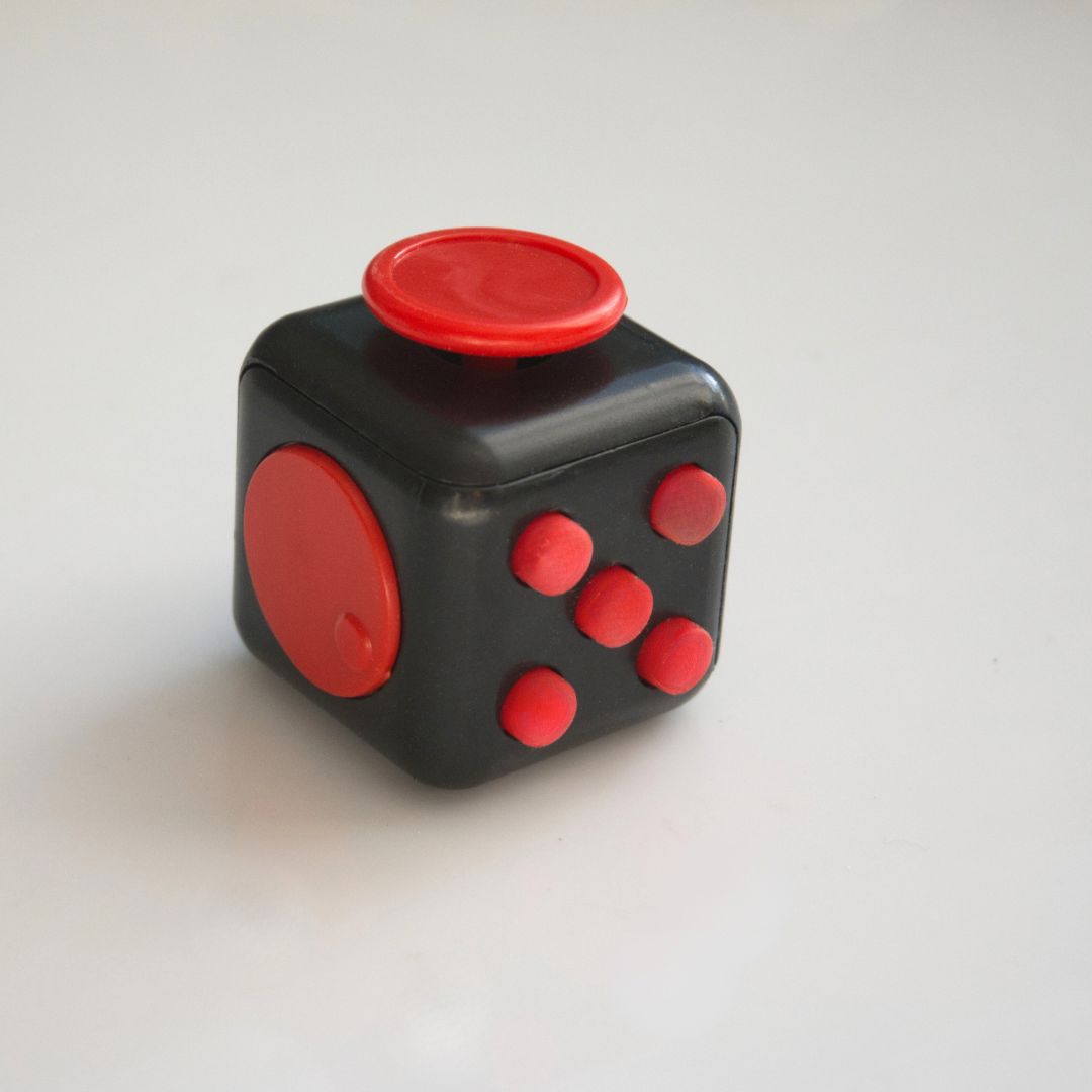 Push Button Fidget Cube Red & Black 