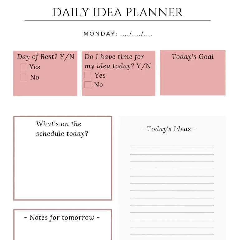 Printable Daily & Weekly Idea Planner 