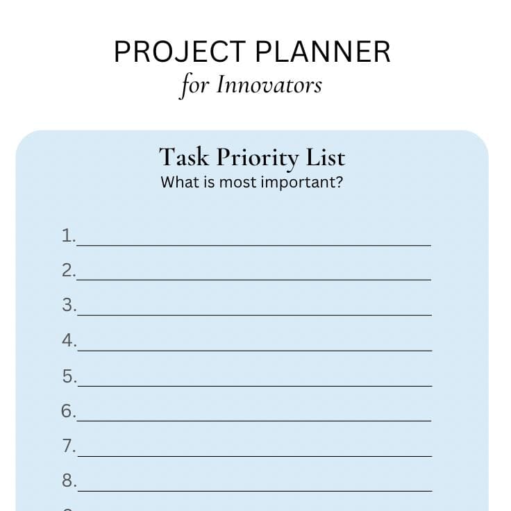 Project Planner for Innovators & Big Ideas - The Autistic Innovator