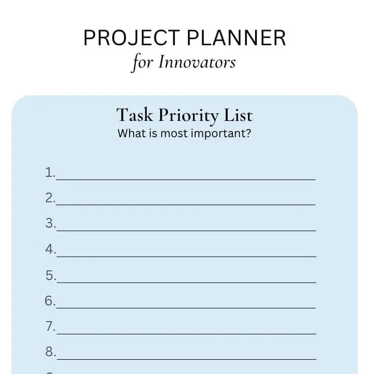 Project Planner for Innovators & Big Ideas 