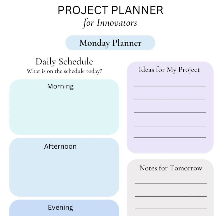 Project Planner for Innovators & Big Ideas - The Autistic Innovator