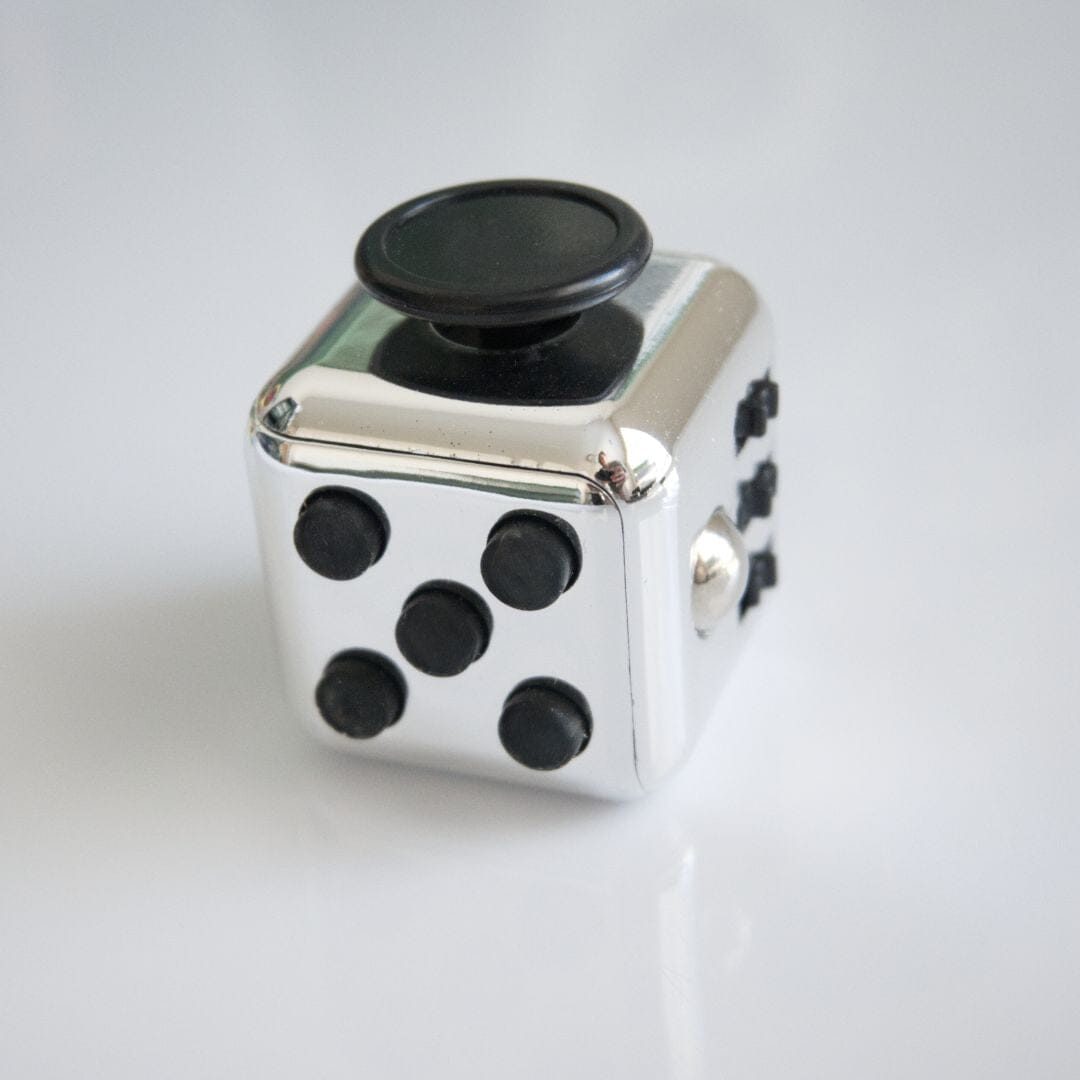 Push Button Fidget Cube Metallic Silver 