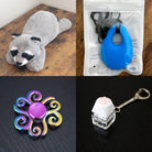 Raccoon Plush With Chewelry + Fidgets Bundle Blue Swirl 