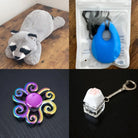 Raccoon Plush With Chewelry + Fidgets Bundle Blue Swirl 