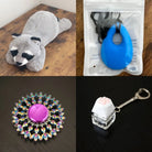 Raccoon Plush With Chewelry + Fidgets Bundle Blue Flower Mandala 