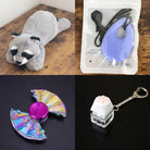 Raccoon Plush With Chewelry + Fidgets Bundle Lavender Uchiwa Fan 