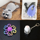 Raccoon Plush With Chewelry + Fidgets Bundle Lavender Swirl 