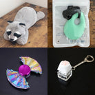 Raccoon Plush With Chewelry + Fidgets Bundle Mint Green Uchiwa Fan 