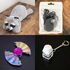 Raccoon Plush With Chewelry + Fidgets Bundle Dark Grey Uchiwa Fan 