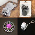 Raccoon Plush With Chewelry + Fidgets Bundle Dark Grey Flower Mandala 