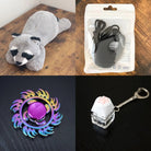 Raccoon Plush With Chewelry + Fidgets Bundle Dark Grey Fire 