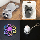 Raccoon Plush With Chewelry + Fidgets Bundle Dark Grey Swirl 