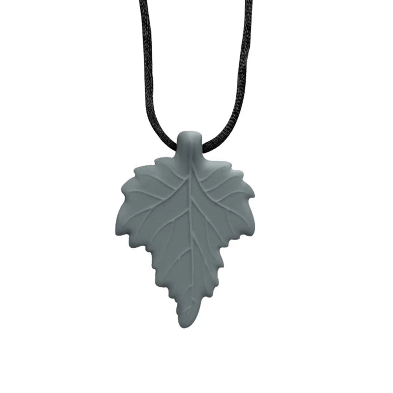 Leaf Pendant Chew Necklace The Autistic Innovator Grey 