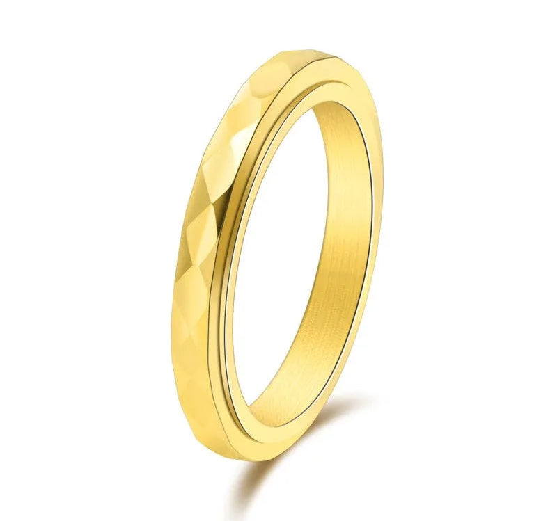 3mm Thin Stainless Steel Faceted Spinner Ring Wedding Band for Women Girl Size 5-12 The Autistic Innovator Gold 5 