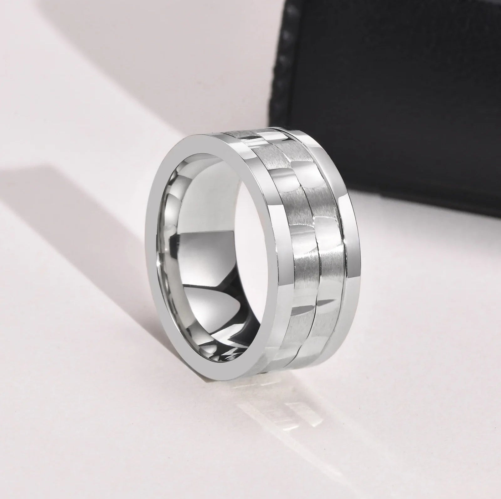 Beveled Steel Spinner Fidget Ring The Autistic Innovator 