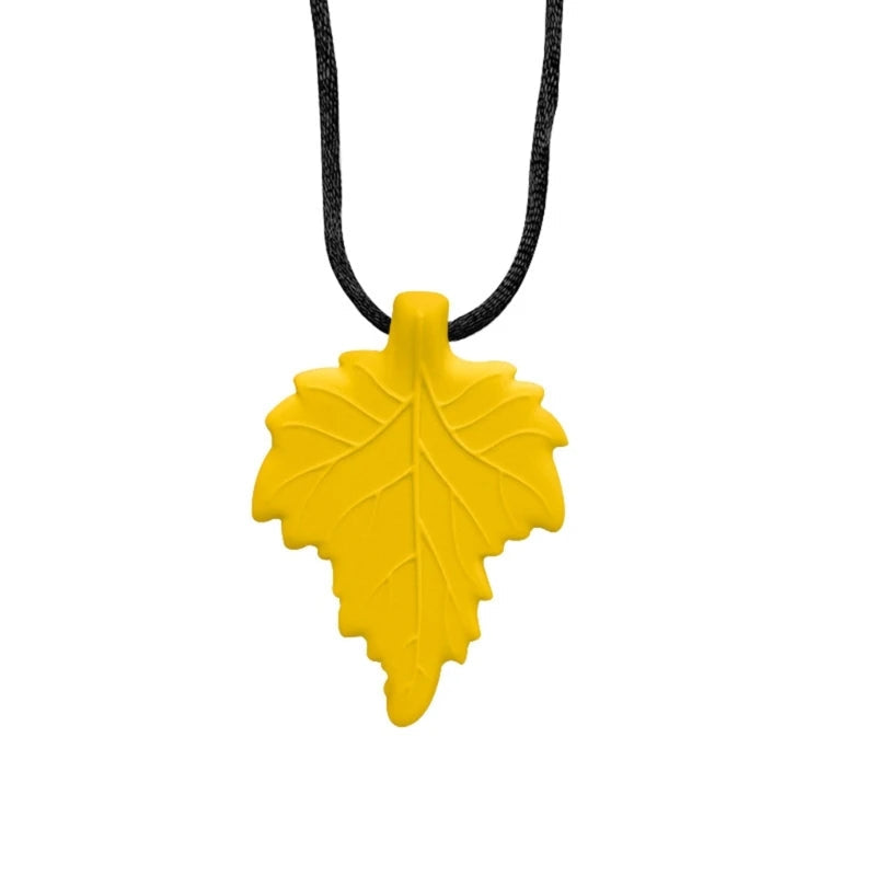 Leaf Pendant Chew Necklace The Autistic Innovator Yellow 