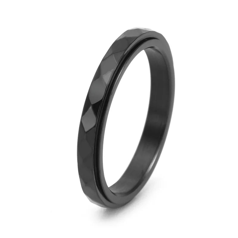 3mm Thin Stainless Steel Faceted Spinner Ring Wedding Band for Women Girl Size 5-12 The Autistic Innovator Black 5 