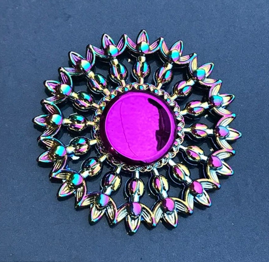 Rainbow Fidget Spinner The Autistic Innovator Flower Mandala 