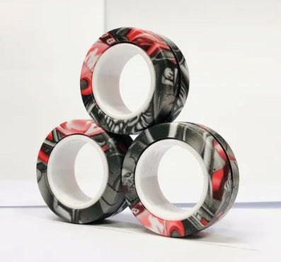 Magnetic Rings Stim Toy The Autistic Innovator Red Paint Pour 