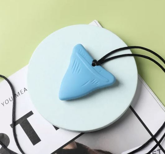 Shark Tooth Pendant Chew Necklace The Autistic Innovator Sky Blue 