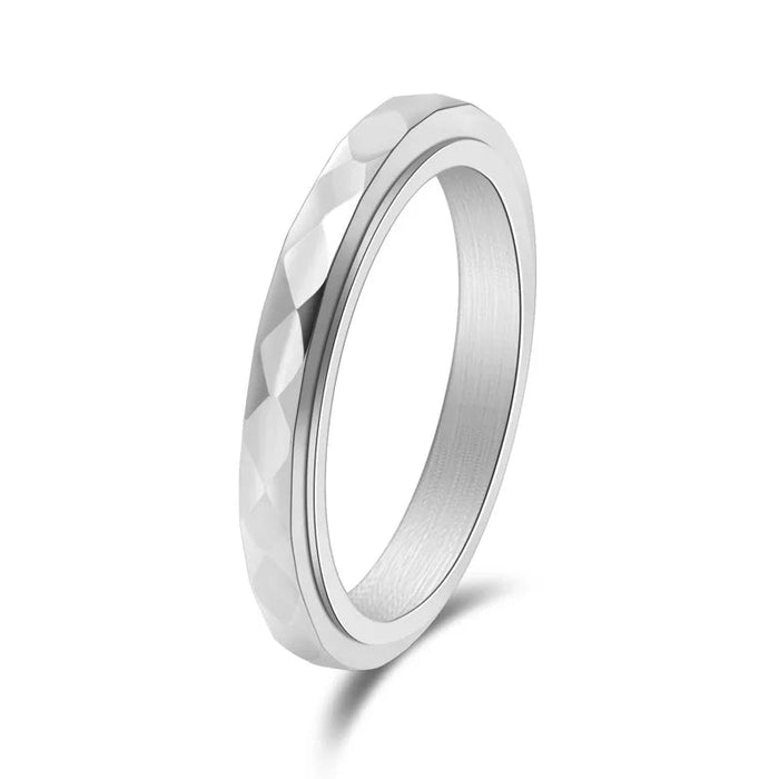 3mm Thin Stainless Steel Faceted Spinner Ring Wedding Band for Women Girl Size 5-12 The Autistic Innovator Silver 5 