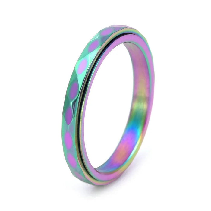 3mm Thin Stainless Steel Faceted Spinner Ring Wedding Band for Women Girl Size 5-12 The Autistic Innovator Multicolor 5 