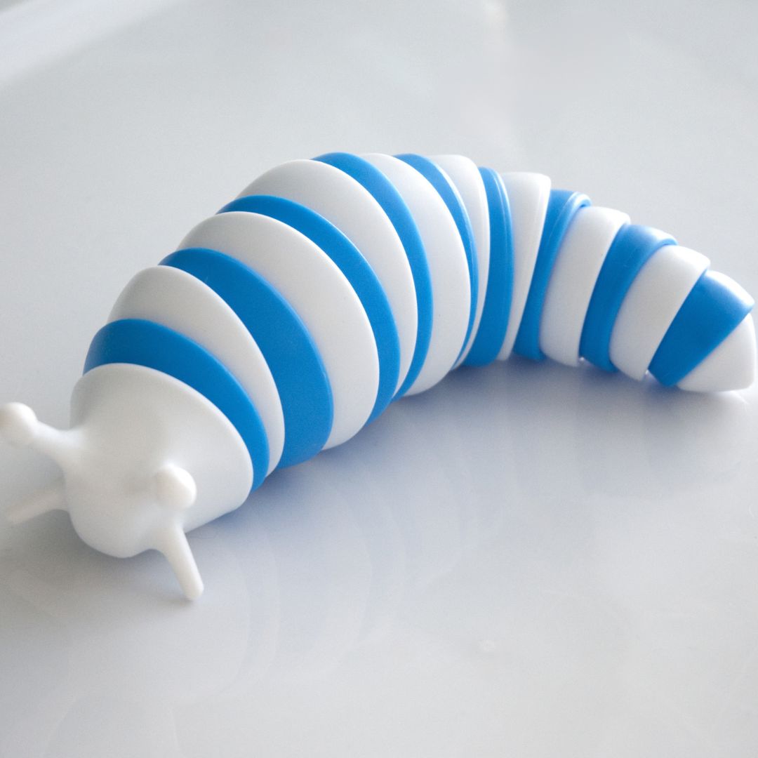 Slug Fidget Toy Blue & White 