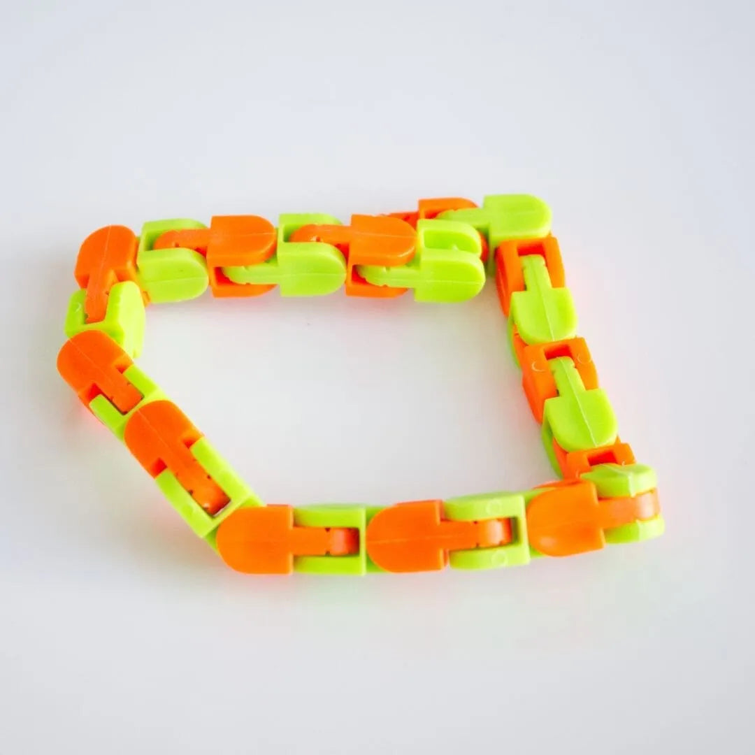 Snap and Click Fidget Toy Green & Orange 