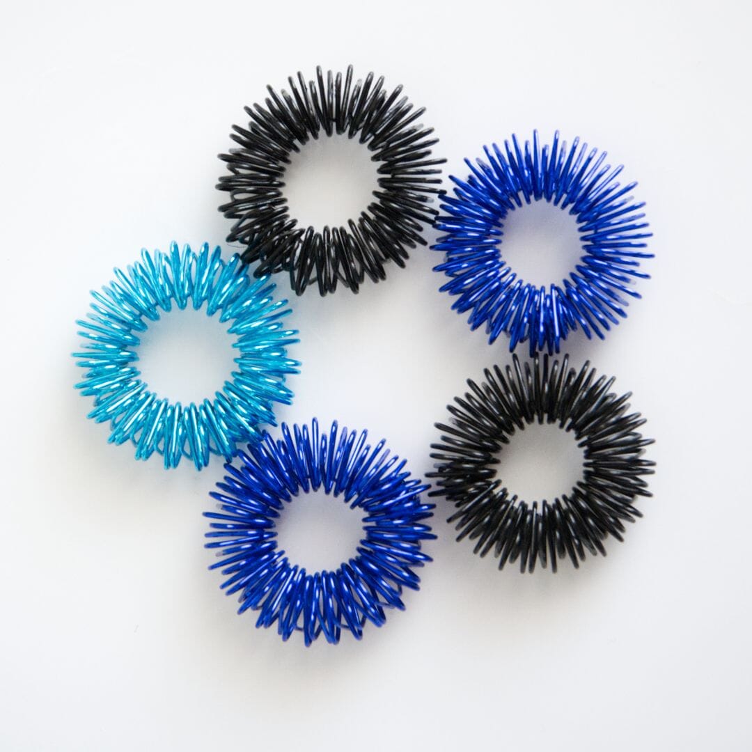 Spiky Acupressure Rings (5 pack) The Autistic Innovator Black & Blue 