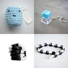 Stress Mallow by Crochet and Clay Cat + Fidgets Bundle Blue Turquoise Black and white