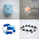 Stress Mallow by Crochet and Clay Cat + Fidgets Bundle Blue Coral Blue white deep blue