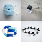 Stress Mallow by Crochet and Clay Cat + Fidgets Bundle Blue Black Blue white deep blue
