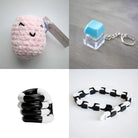 Stress Mallow by Crochet and Clay Cat + Fidgets Bundle Pink Turquoise Black and white