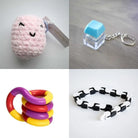 Stress Mallow by Crochet and Clay Cat + Fidgets Bundle Pink Turquoise Purple red yellow