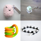 Stress Mallow by Crochet and Clay Cat + Fidgets Bundle Pink Mint Green Green yellow orange