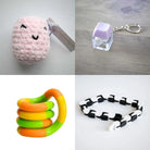 Stress Mallow by Crochet and Clay Cat + Fidgets Bundle Pink Purple Green yellow orange