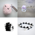 Stress Mallow by Crochet and Clay Cat + Fidgets Bundle Pink Purple Black and white