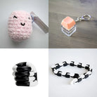 Stress Mallow by Crochet and Clay Cat + Fidgets Bundle Pink Coral Black and white