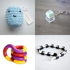 Stress Mallow by Crochet and Clay Cat + Fidgets Bundle Blue Mint Green Purple red yellow